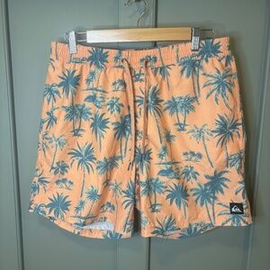 Quicksilver Board Shorts Men's Size L Tropical Orange and Green